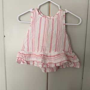 Toddler Pink Striped Ruffle Tank Top